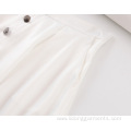 Womens Single Breasted Chiffon White A-line Decorative Skirt